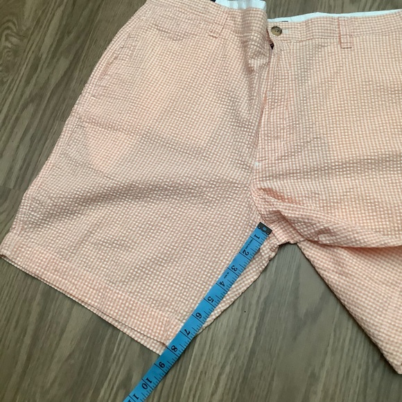 Chaps Mens Textured Plaid Shorts Size 38 Pockets Orange Flat Front - 8” Inseam - Picture 5 of 12